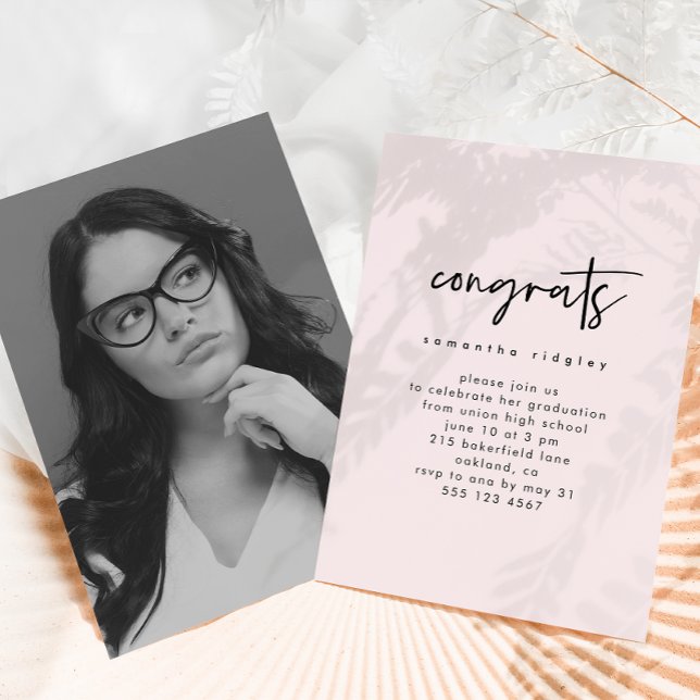 Convites Festa de formatura de Fotografia de Script Rosa-Bl (Criador carregado)