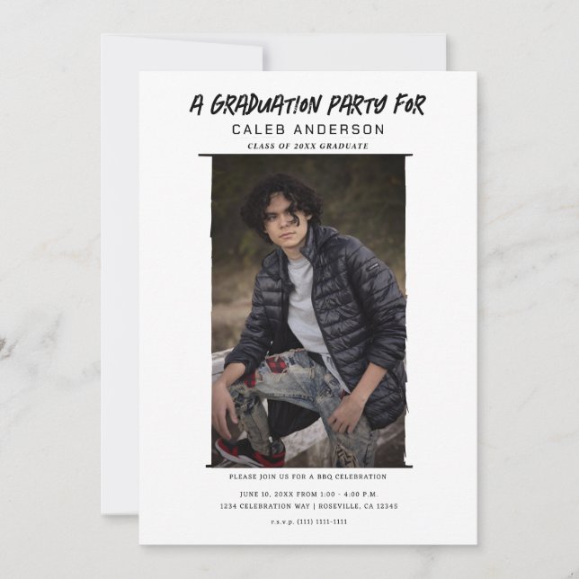 Convites Festa de formatura de Fotografia Mínima Branca (Frente)