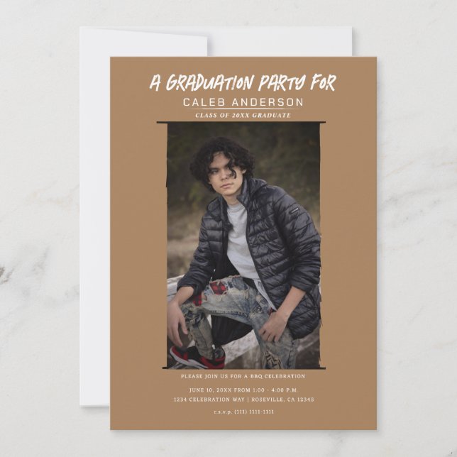 Convites Festa de formatura de Fotografia Mínima Brown (Frente)