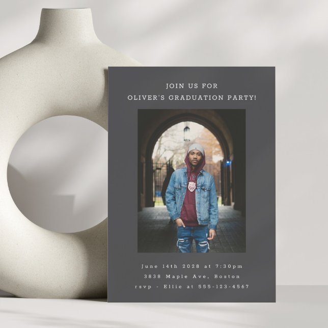 Convites Festa de formatura de Fotografia Moderna Preta Sim (Criador carregado)