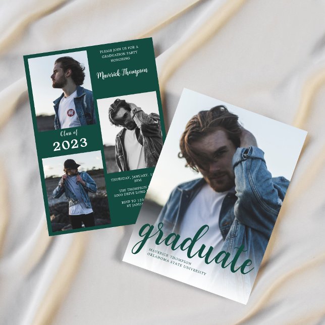 Convites Festa de formatura de Fotografia Verde Mínima Mode (Criador carregado)