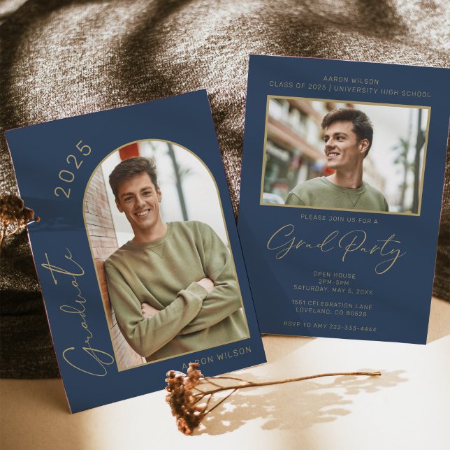 Convites Festa de formatura de Fotografias Azul do Marinho  (Criador carregado)