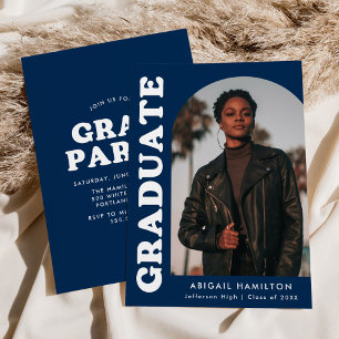 Convites Festa de formatura de Fotografias Azul Escuro de A