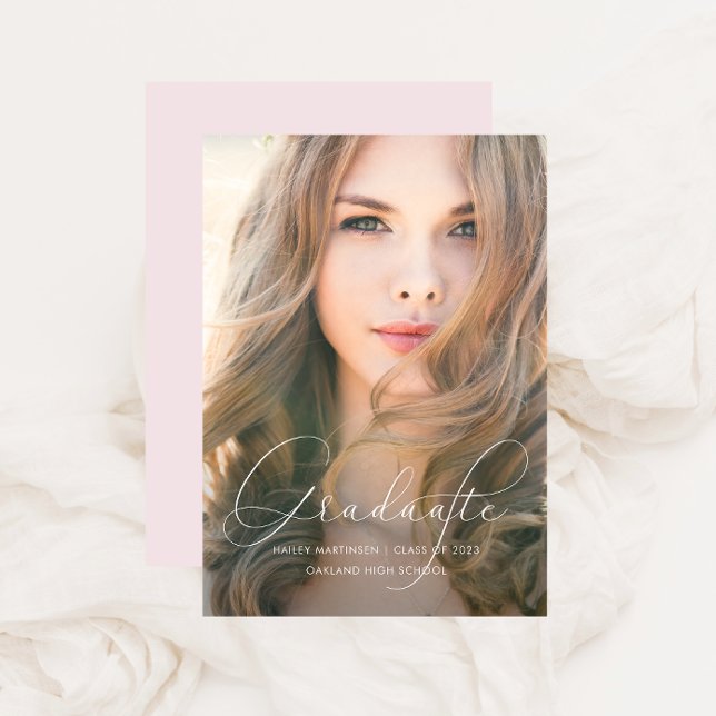 Convites Festa de formatura de Fotografias Blush de Script  (Criador carregado)