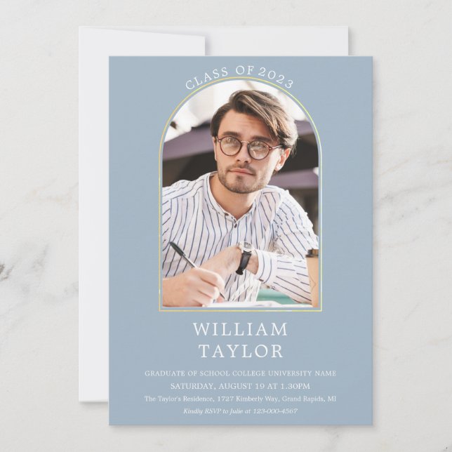 Convites Festa de formatura de Fotografias com Arco Dourado (Frente)