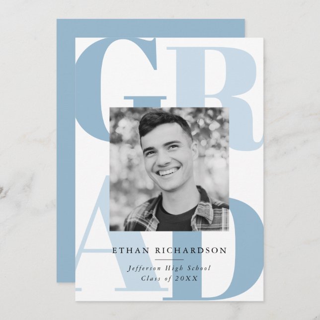 Convites Festa de formatura de Fotografias com Formando Azu (Frente/Verso)