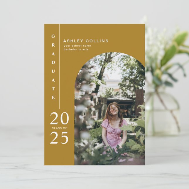 Convites Festa de formatura de Fotografias de Arch Dourado  (Em pé/Frente)