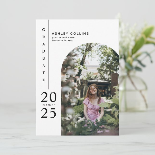 Convites Festa de formatura de Fotografias de Arco Preto e  (Em pé/Frente)