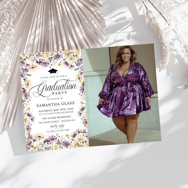 Convites Festa de formatura de Fotografias de Flores Roxas  (Criador carregado)