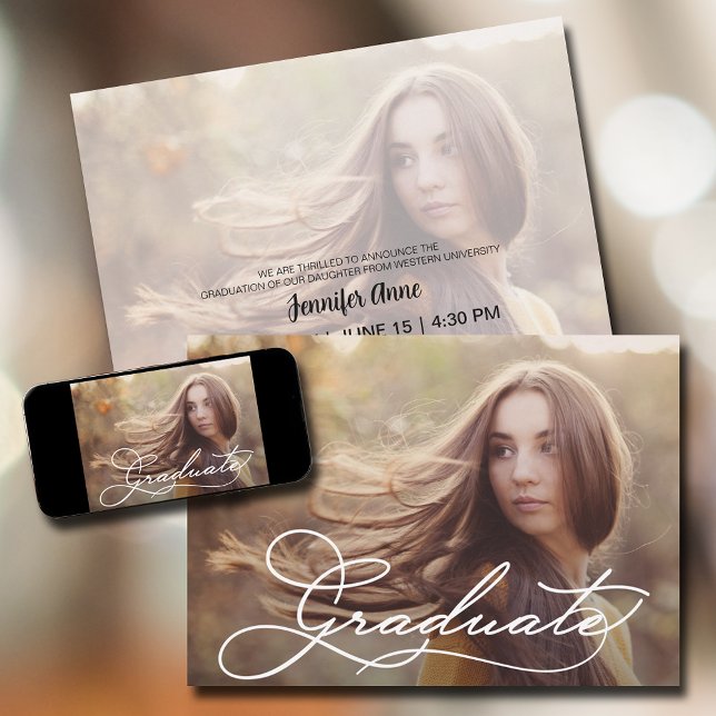 Convites Festa de formatura de Fotografias de Script Elegan (Criador carregado)