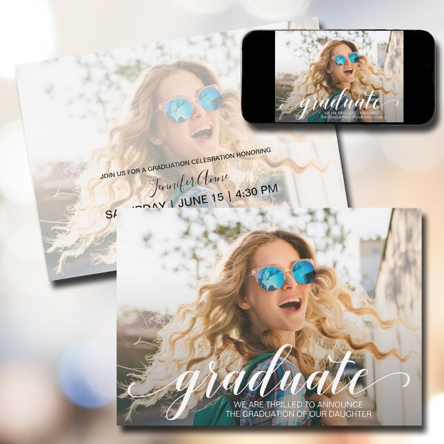 Convites Festa de formatura de Fotografias de Script Modern (Criador carregado)