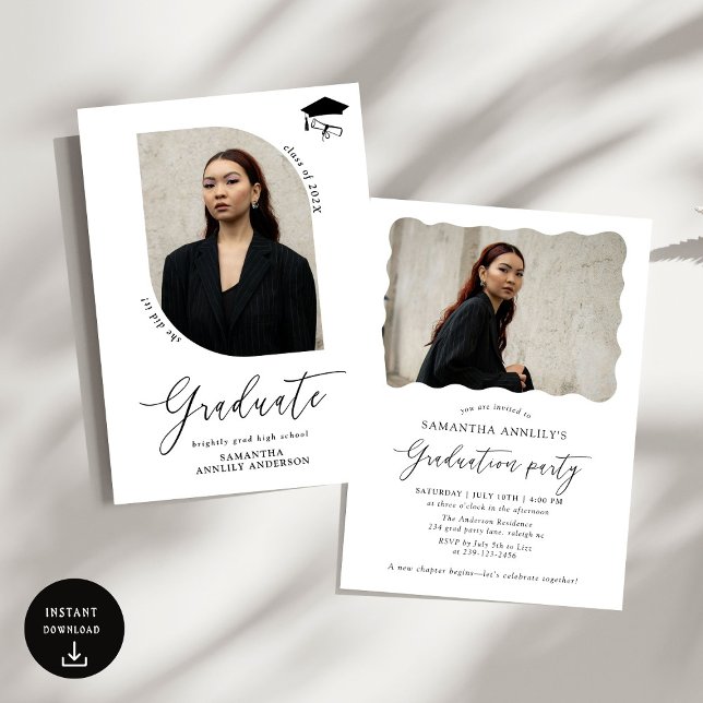 Convites Festa de formatura de Fotografias de Script Modern (Criador carregado)