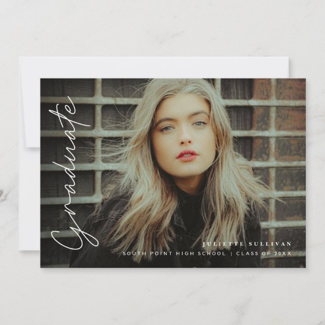 Convites Festa de formatura de Fotografias de Script Simple (Frente)