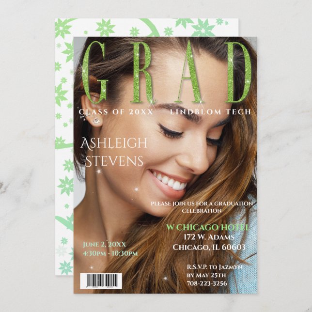 Convites Festa de formatura de Fotografias do Cobrir da Rev (Frente/Verso)