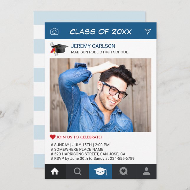 Convites Festa de formatura de Fotografias do Quadro do Cre (Frente/Verso)