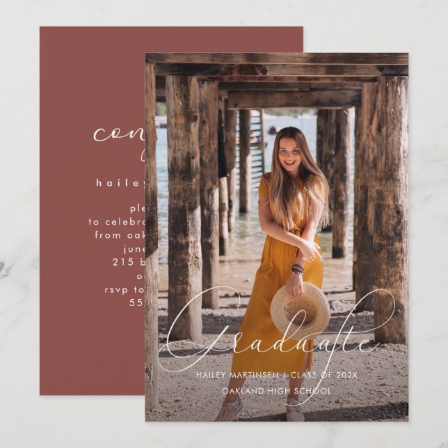 Convites Festa de formatura de Fotografias do Script Burgun (Frente/Verso)