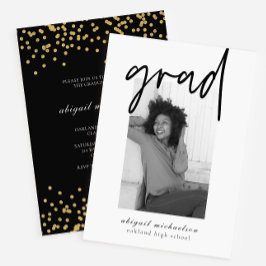 Convites Festa de formatura de Fotografias Dourada e Preta 