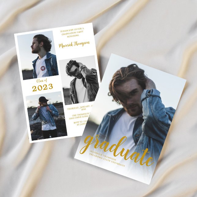 Convites Festa de formatura de Fotografias Dourada Mínima M (Criador carregado)