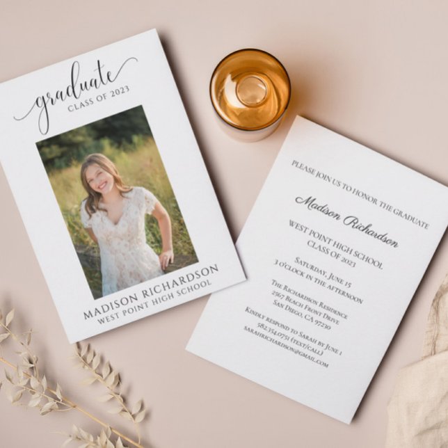 Convites Festa de formatura de Fotografias em Preto e Branc (Criador carregado)