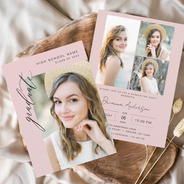 Convites Festa de formatura de Fotografias Mínima Rosa Mode (Criador carregado)