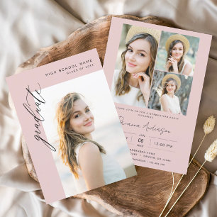 Convites Festa de formatura de Fotografias Mínima Rosa Mode