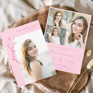 Convites Festa de formatura de Fotografias Moderna Rosa Que