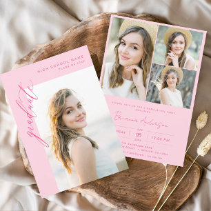 Convites Festa de formatura de Fotografias Moderna Rosa Que