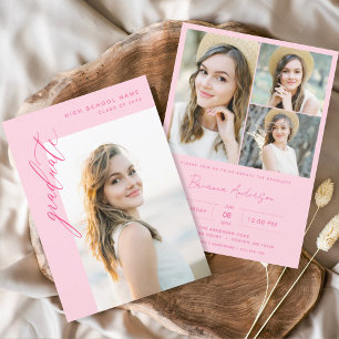 Convites Festa de formatura de Fotografias Moderna Rosa Que