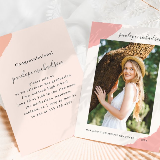 Convites Festa de formatura de Fotografias Rosa Simples (Criador carregado)