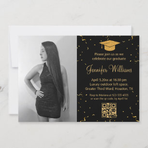Convites festa de formatura de fotos código qr confetti bla