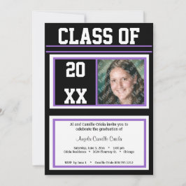 Convites Festa de formatura de Fotos de Classe Preta e Roxa