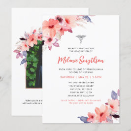 Convites Festa de formatura de fotos de enfermeiro floral