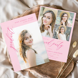 Convites Festa de formatura de fotos de tendências rosa a q