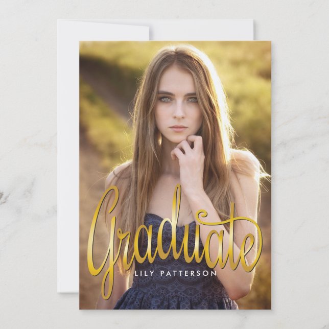 Convites Festa de formatura de fotos do Formando do Ouro (Frente)