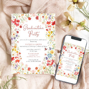 Convites Festa de formatura de Fotos Elegante de Flores Sel