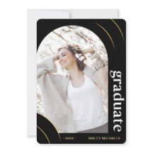 Festa de formatura de fotos em arco preto e Dourad