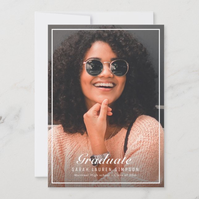 Convites Festa de formatura de fotos frente e verso moldada (Frente)