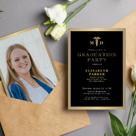 Convites festa de formatura de fotos MD elegante e preto do