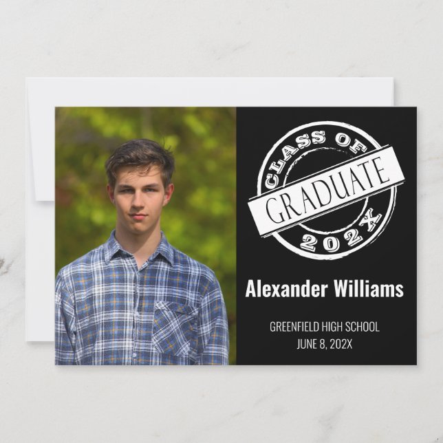 Convites Festa de formatura de Fotos Moderna Preta (Frente)