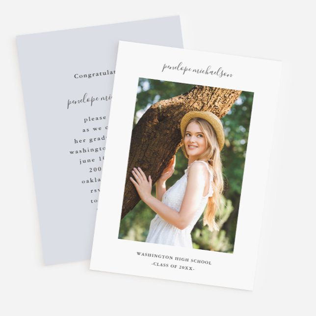 Convites Festa de formatura de fotos simples e mínima (Criador carregado)