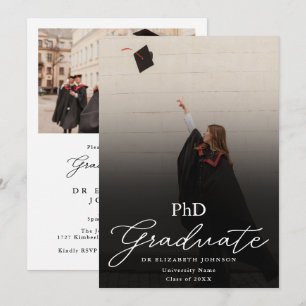 Convites Festa de formatura de Grau de PhD de Script Elegan