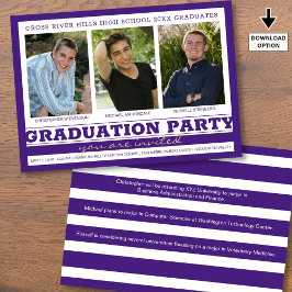 Convites Festa de formatura de grupo 3 Fotografias Roxo