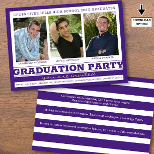 Convites Festa de formatura de grupo 3 Fotografias Roxo