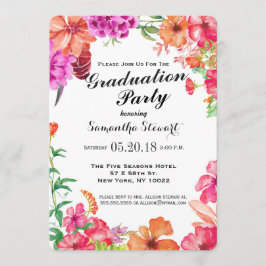 Convites Festa de formatura de jardim de cor laranja rosa