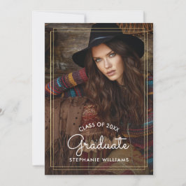 Convites Festa de formatura de Madeira do Barn de Ano Perso