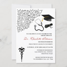 Convites Festa de Formatura de Médico Doodle Fofa