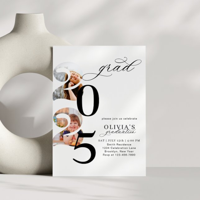 Convites Festa de formatura de Modelo de Foto do Ano Modern (Criador carregado)