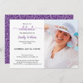 Convites Festa de formatura de Padrão de Foto Violeta do fo