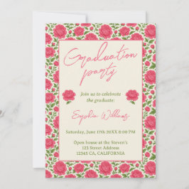 Convites Festa de formatura de Peony Rosa Moderna Chic Boho
