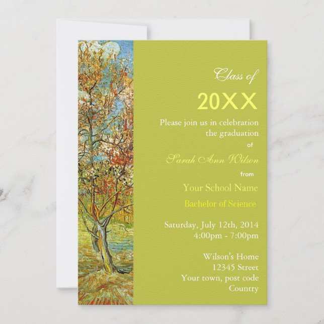 Convites Festa de formatura de pêssego cor-de-rosa-vindima (Frente)